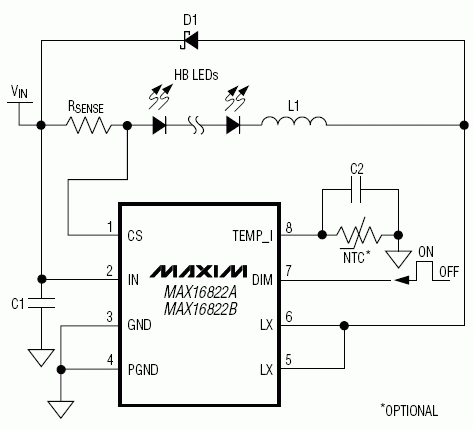MAX16822A，MAX16822B：典型應(yīng)用電路