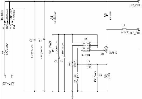 XLT604在交直流輸入中的降壓驅(qū)動(dòng)電路 