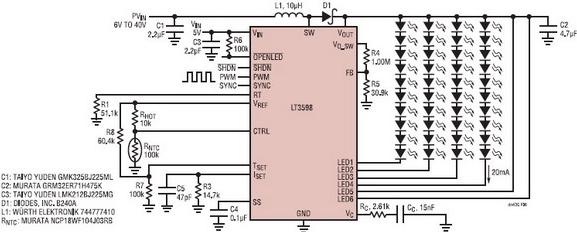 圖6：兩個(gè)停用的通道和4串LED電路圖