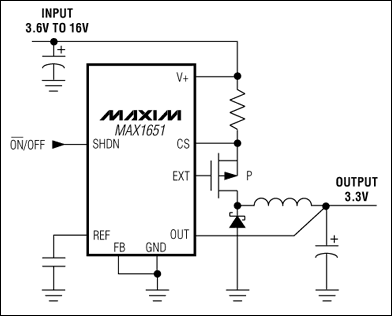 MAX1649，MAX1651：典型工作電路