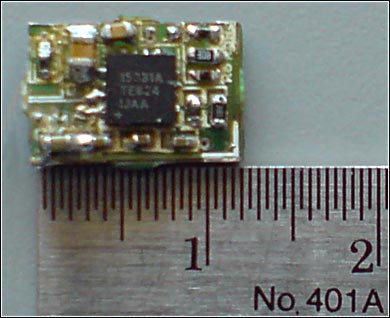 Figure 7. Board layout of the reference design, which measures 12mm x 8mm.