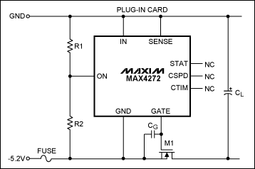 圖3. 單通道負電源熱插拔電路不具備斷路器功能，可調(diào)節(jié)開啟電壓。