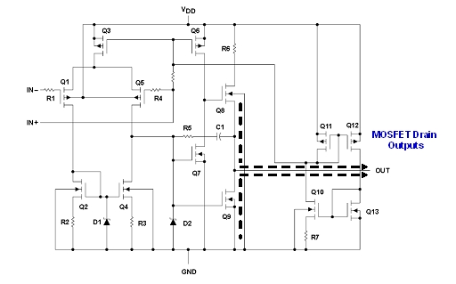 圖39：典型的CMOS RRO運算放大器拓撲結(jié)構(gòu)。