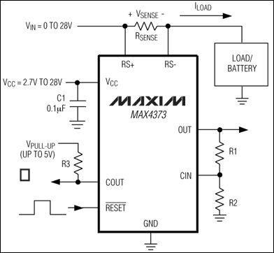 MAX4373、MAX4374、MAX4375：典型工作電路