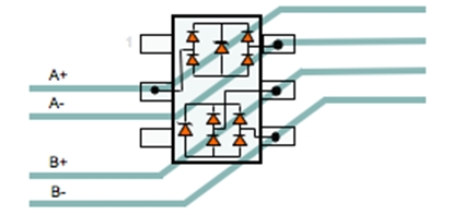 圖3：Rclamp0524S直通布線。