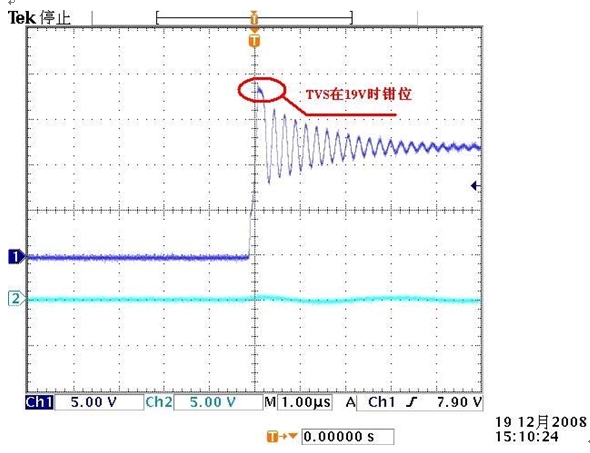 圖A2: 有TVS時輸入端波形。