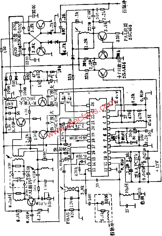 KC580C彩色解碼電路的應(yīng)用電路圖  m.sdkjxy.cn