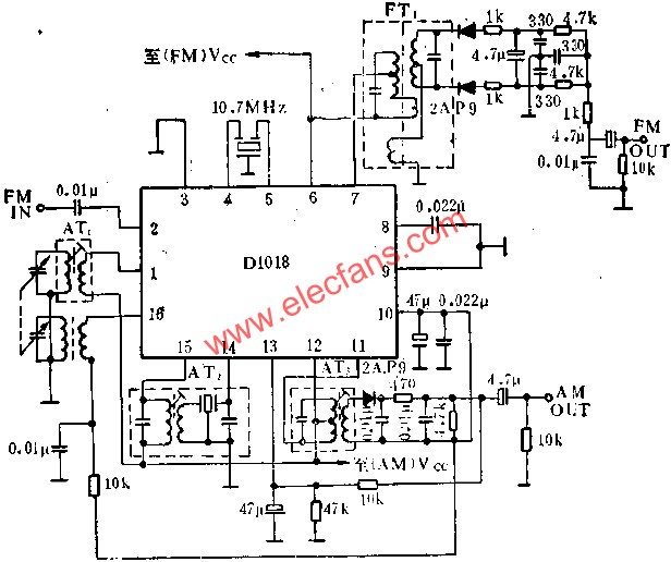 D1018調頻/調幅中頻放大電路的應用  m.sdkjxy.cn