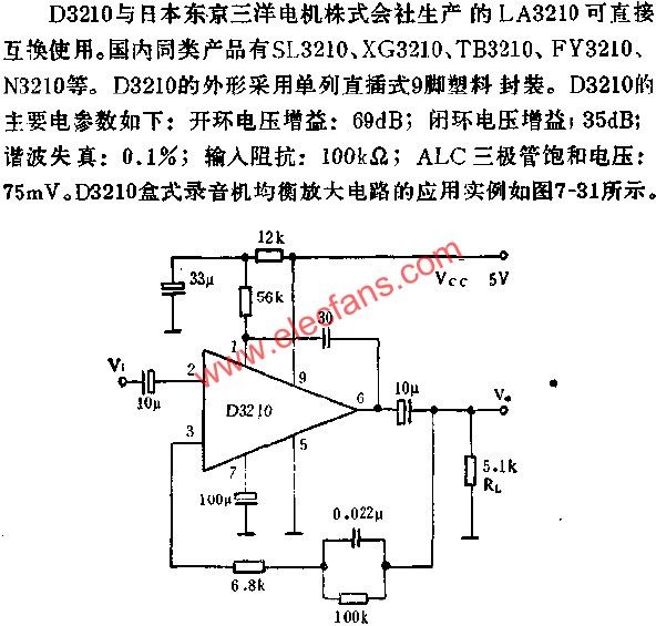 D3210錄音機(jī)均衡放大電路的應(yīng)用  m.sdkjxy.cn