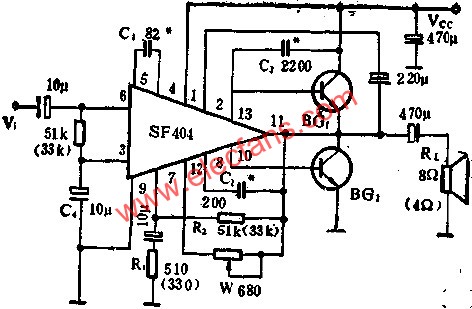 SF404作OTL功率放大電路圖  m.sdkjxy.cn