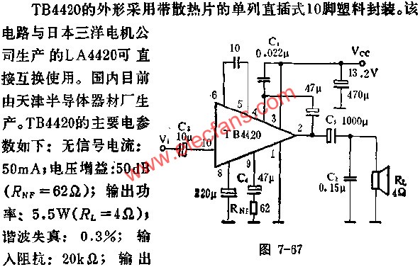 TB4420音頻功率放大電路的應(yīng)用  m.sdkjxy.cn