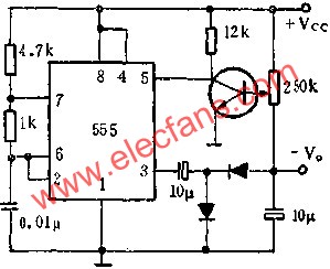 時基集成電路組成無變壓器負DC-DC變換電路圖  m.sdkjxy.cn