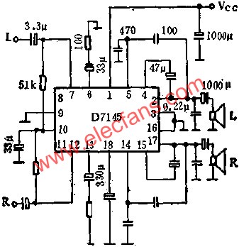 D7145雙通道音頻功率放大電路的應(yīng)用  m.sdkjxy.cn