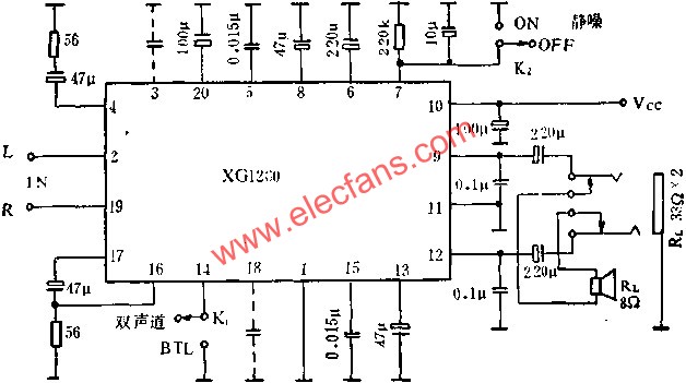 XG1260音頻功率放大電路應(yīng)用原理  m.sdkjxy.cn