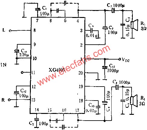XG4505雙聲道音頻功率放大電路的應(yīng)用  m.sdkjxy.cn