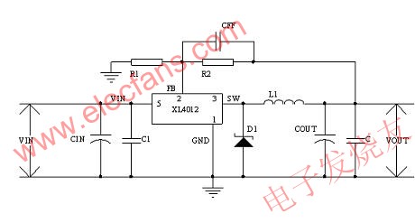 XL4005/4012實(shí)現(xiàn)BUCK功能示意圖 m.sdkjxy.cn