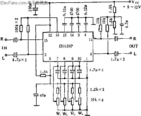D7630P立體聲音調(diào)多功能控制電路的應(yīng)用  m.sdkjxy.cn