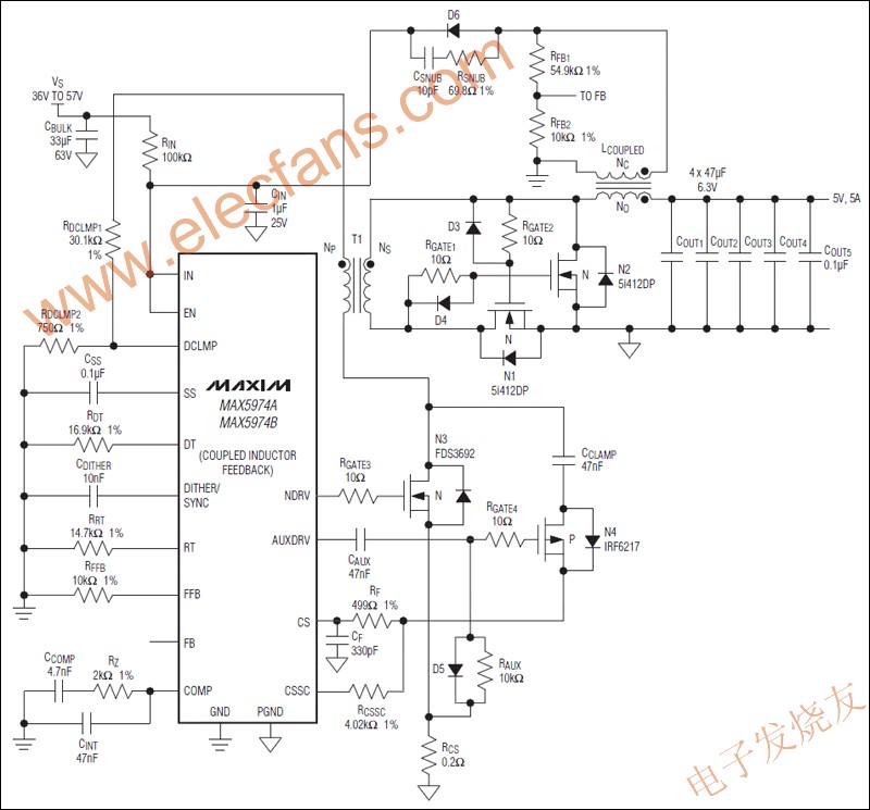MAX5974寬輸入電壓范圍、有源鉗位、電流模式PWM控制器 m.sdkjxy.cn