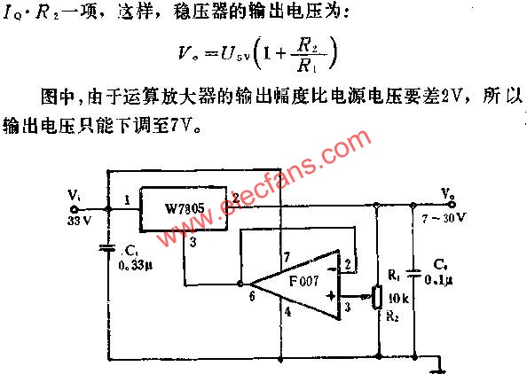 7~30V可調(diào)輸出電壓應(yīng)用線路圖  m.sdkjxy.cn
