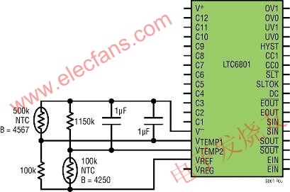 粗略溫度檢測有可能通過到內(nèi)部電壓比較器的兩個溫度輸入引腳完成 m.sdkjxy.cn