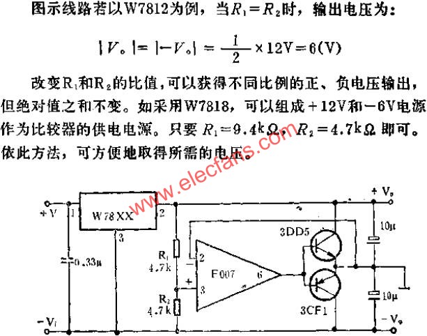 正、負(fù)電源輸出應(yīng)用線路圖  m.sdkjxy.cn