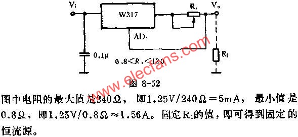 用W317組成的恒流源應用線路圖  m.sdkjxy.cn