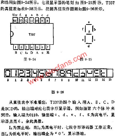 T337七段字形譯碼器的應(yīng)用電路圖  m.sdkjxy.cn