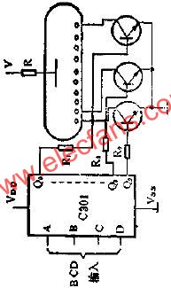 用C301驅(qū)動(dòng)輝光數(shù)碼管顯示器的線路圖  m.sdkjxy.cn