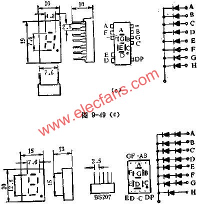 LED數(shù)碼管的管腳外引線排列電路圖  m.sdkjxy.cn