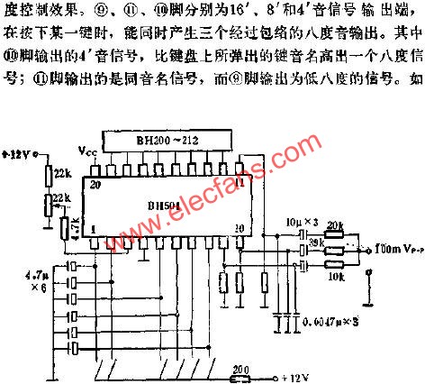 BH501鋼琴包絡(luò)門(mén)電路的應(yīng)用電路圖  m.sdkjxy.cn