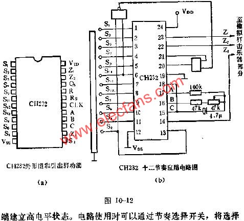 CH232十二節(jié)奏發(fā)生器電路的應(yīng)用電路圖  m.sdkjxy.cn