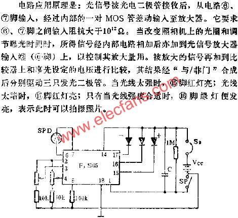 F3S05內(nèi)測光集成電路的應(yīng)用電路圖  m.sdkjxy.cn
