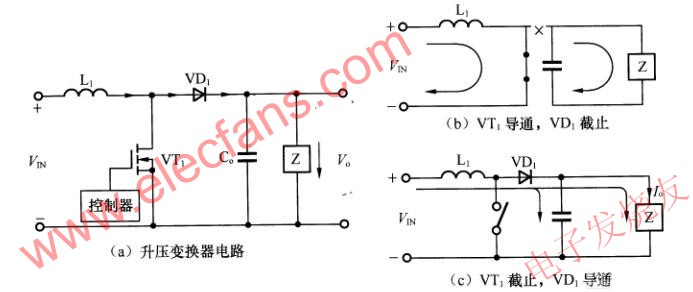 電感升壓變換器基本電路及其工作原理圖 m.sdkjxy.cn