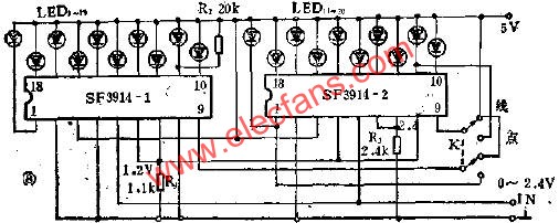 20位LED指示器的應(yīng)用電路圖  m.sdkjxy.cn