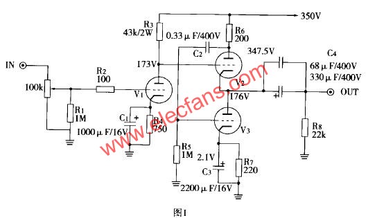6N1自制OTL耳機(jī)放大器原理電路圖  m.sdkjxy.cn