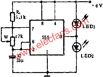555電路組成閃光燈電路圖  m.sdkjxy.cn