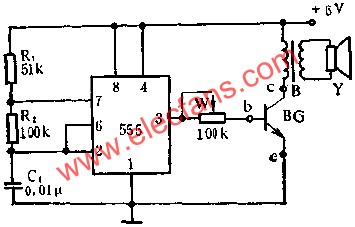 555電路組成晶體管測試儀電路圖  m.sdkjxy.cn