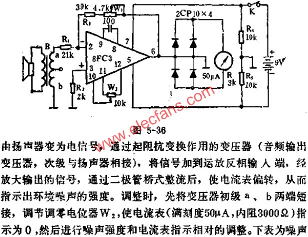 8FC3運放組成的環(huán)境噪聲檢測器電路圖  m.sdkjxy.cn
