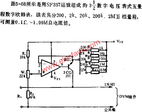 DVM五量程歐姆表電路圖  m.sdkjxy.cn