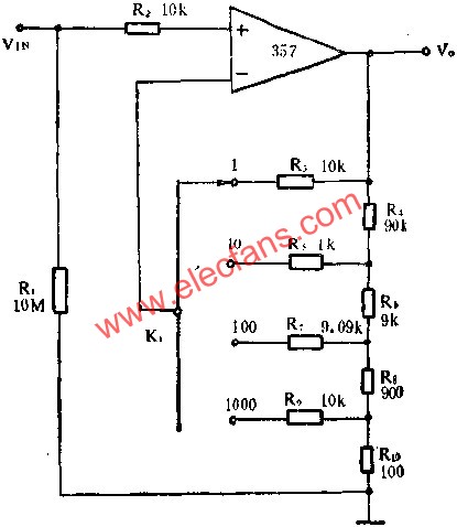 增益可調(diào)的輸入放大器電路圖  m.sdkjxy.cn