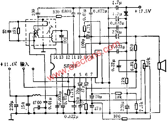 SF583伴音電路的應(yīng)用電路圖  m.sdkjxy.cn