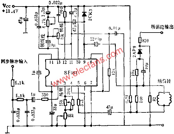 SF581場掃描電路的應用電路圖  m.sdkjxy.cn
