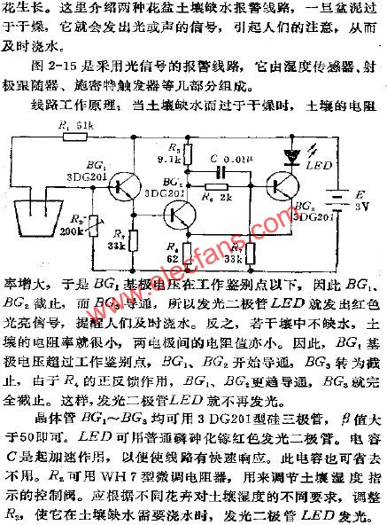 花盆土壤缸水報警電路之一  m.sdkjxy.cn