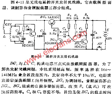 遙控開(kāi)關(guān)發(fā)射機(jī)電路  m.sdkjxy.cn