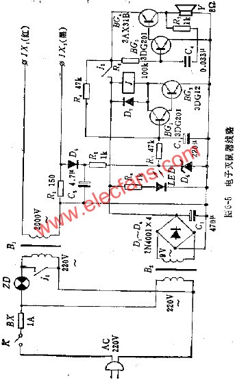 電子滅鼠器電路  m.sdkjxy.cn