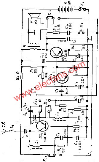 玩具無線對(duì)講機(jī)電路  m.sdkjxy.cn