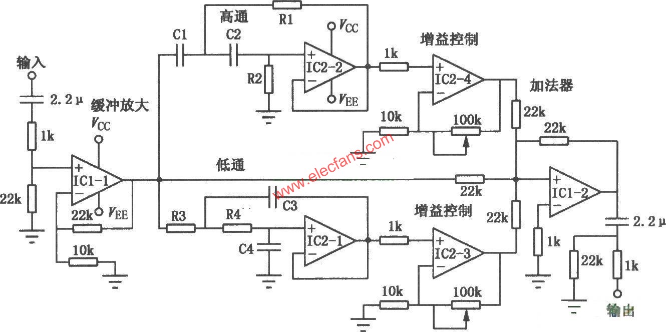 運放型BBE處理器電路圖  m.sdkjxy.cn