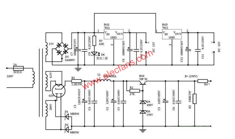 電子管前級(jí)電源電路圖   m.sdkjxy.cn