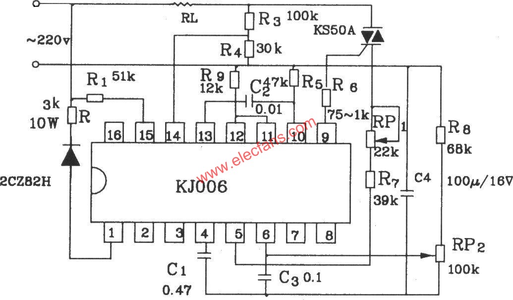可控硅移相觸發(fā)器KJ006應用電路  m.sdkjxy.cn