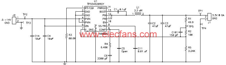 TPS54620應用電路及解決方案原理圖 m.sdkjxy.cn